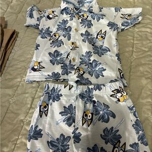 Blue Owl Print Kids shorts sets